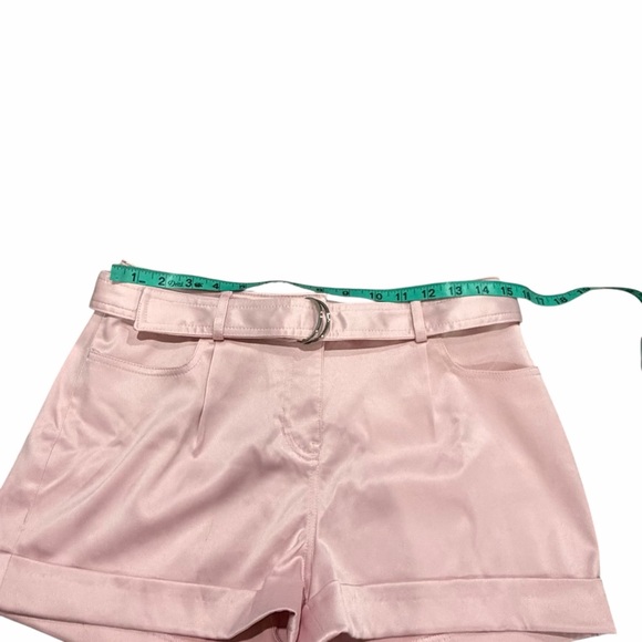 Express Light Pink Belted Satin Dress Shorts - Size 6 - Picture 9 of 13